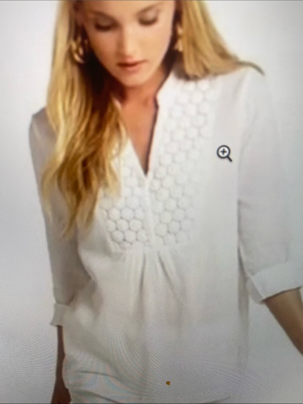Lilly Pulitzer Freya white Tunic Flower Lace detail.Small